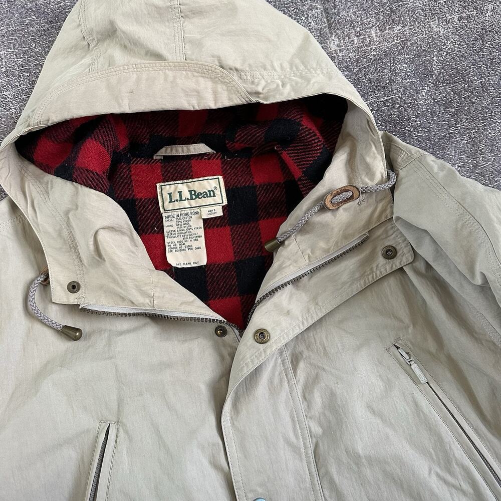 Men's Vintage 90's L.L Bean Fleece Wool Buffalo Plaid Lined Hunting Jacket Sz M